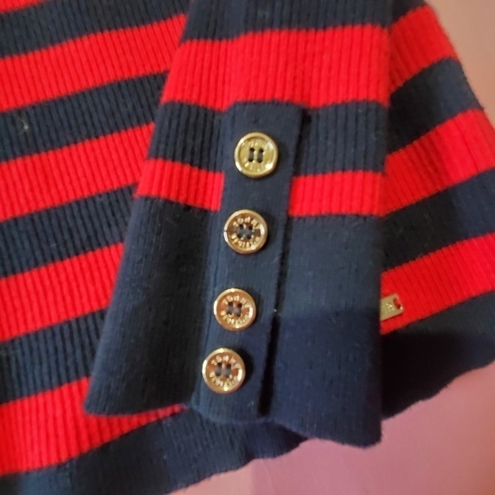 Tommy Hilfiger Black and Dark Red Stripped Turtleneck Sweater - Picture 2 of 4